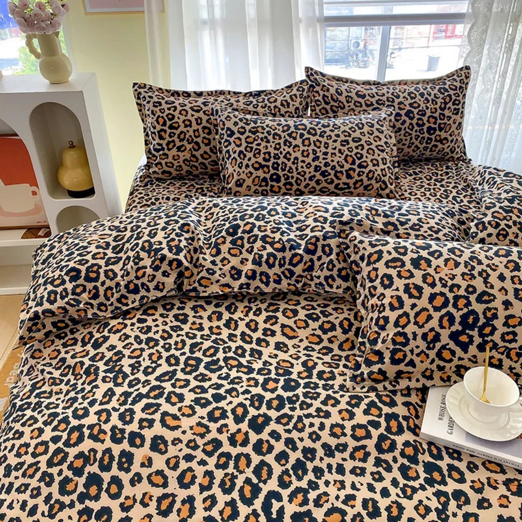 MEELANO Luksus Dynebetræk Med Leopardprint Blødt Microfibre Til Soveværelse