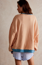 MEELANO Mechi | Dame Stribet Oversized Striktrøje - Langærmet Pullover med Rund Hals