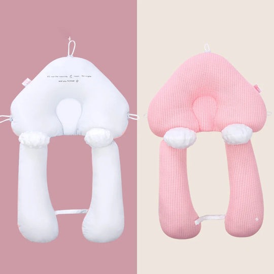MEELANO Ergonomisk Babypude med Justerbar Støtte – Vendbar Komfortpude 65 × 42 cm, Maskinvaskbar – 0-12 Måneder (Kun Under Opsyn)