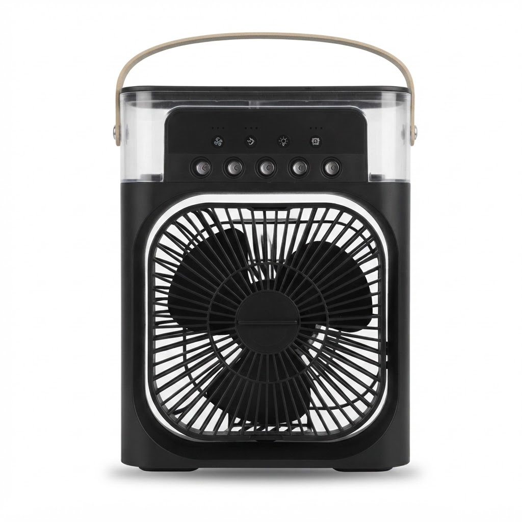 3-i-1 mini luftkøler – bærbar luftfugter og LED-natlys, USB-skrivebords klimaanlægsventilator til hjemmet og kontoret 0