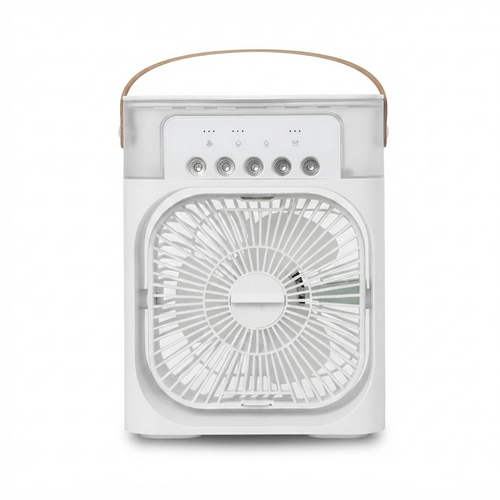 MEELANO 3-i-1 mini luftkøler – bærbar luftfugter og LED-natlys, USB-skrivebords klimaanlægsventilator til hjemmet og kontoret Hvid