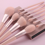 MEELANO Makeup Pensler Sæt – 11 Makeuppensler til Kontur, Rouge, Øjenskygge & Highlighter, Træskaft – Mary Miracle
