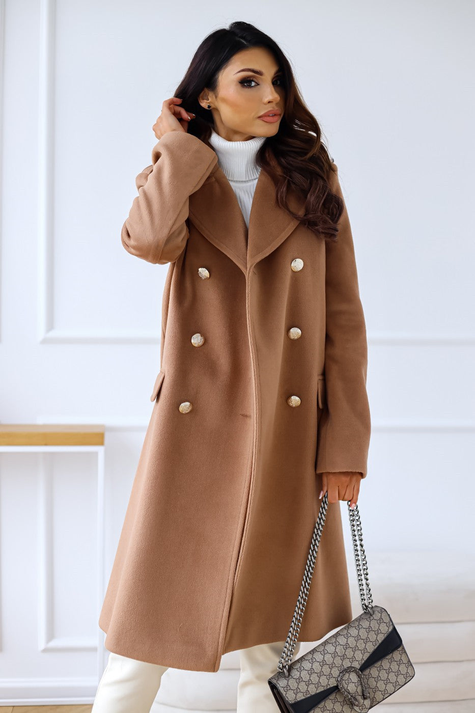 MEELANO Dame Trenchcoat Med Reverskrave Til Vinter Stilfuld Brun