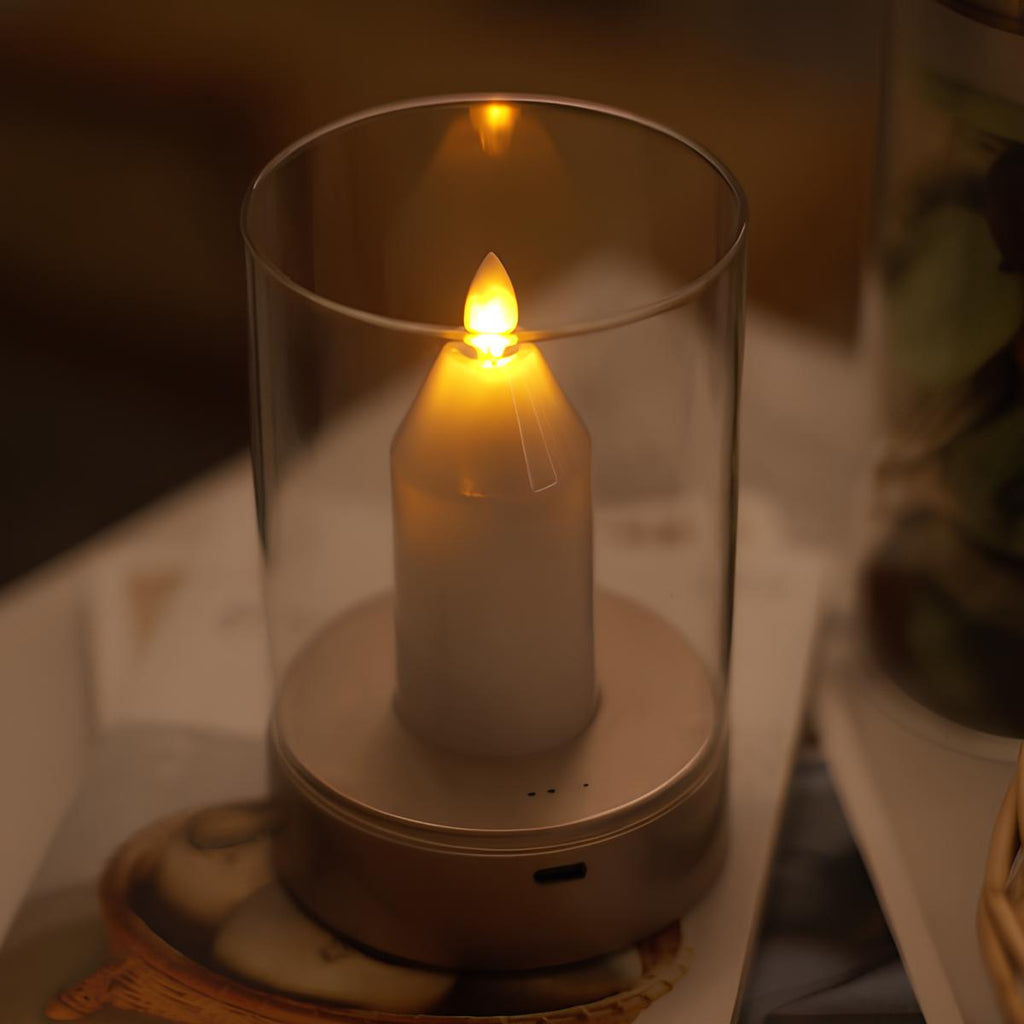 MEELANO Trådløs LED-Stearinlyslampe – Moderne Bordlampe med Stearinlys-look & Gestusstyring, op til 8 Timer Varm Hvid, Flammeløs – LumiCandle