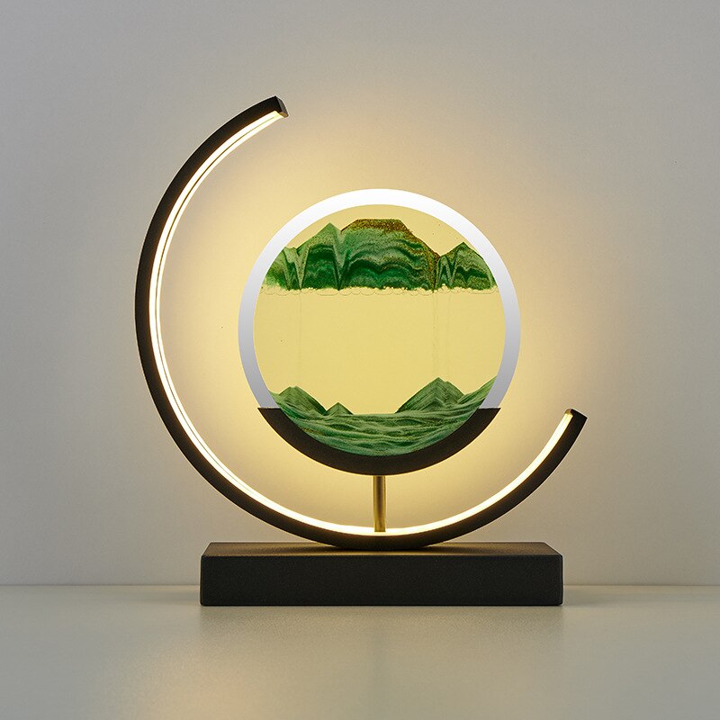 MEELANO 3D Sandskal Bordlampe - Abyss Grøn Sort