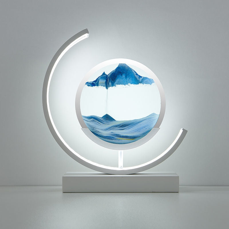 MEELANO 3D Sandskal Bordlampe - Abyss Blå Hvid