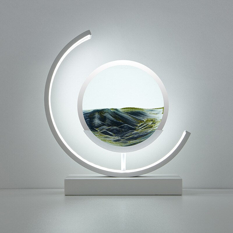 MEELANO 3D Sandskal Bordlampe - Abyss Sort Hvid