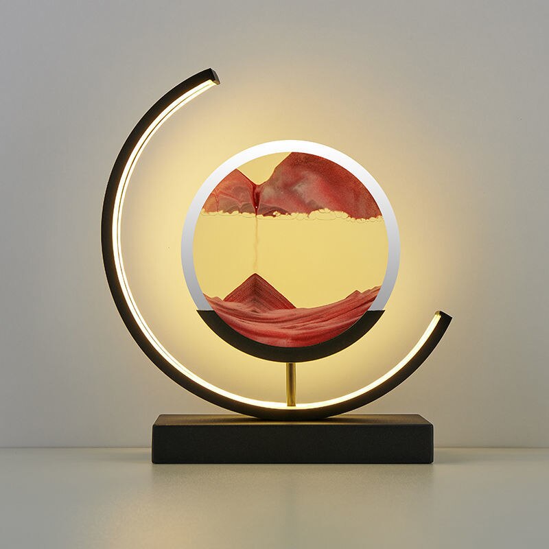 MEELANO 3D Sandskal Bordlampe - Abyss Rød Sort
