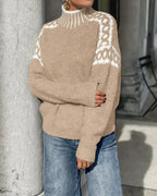 Sephira | Dame Sweater med Mønstrede Skuldre - Langærmet Strik Pullover