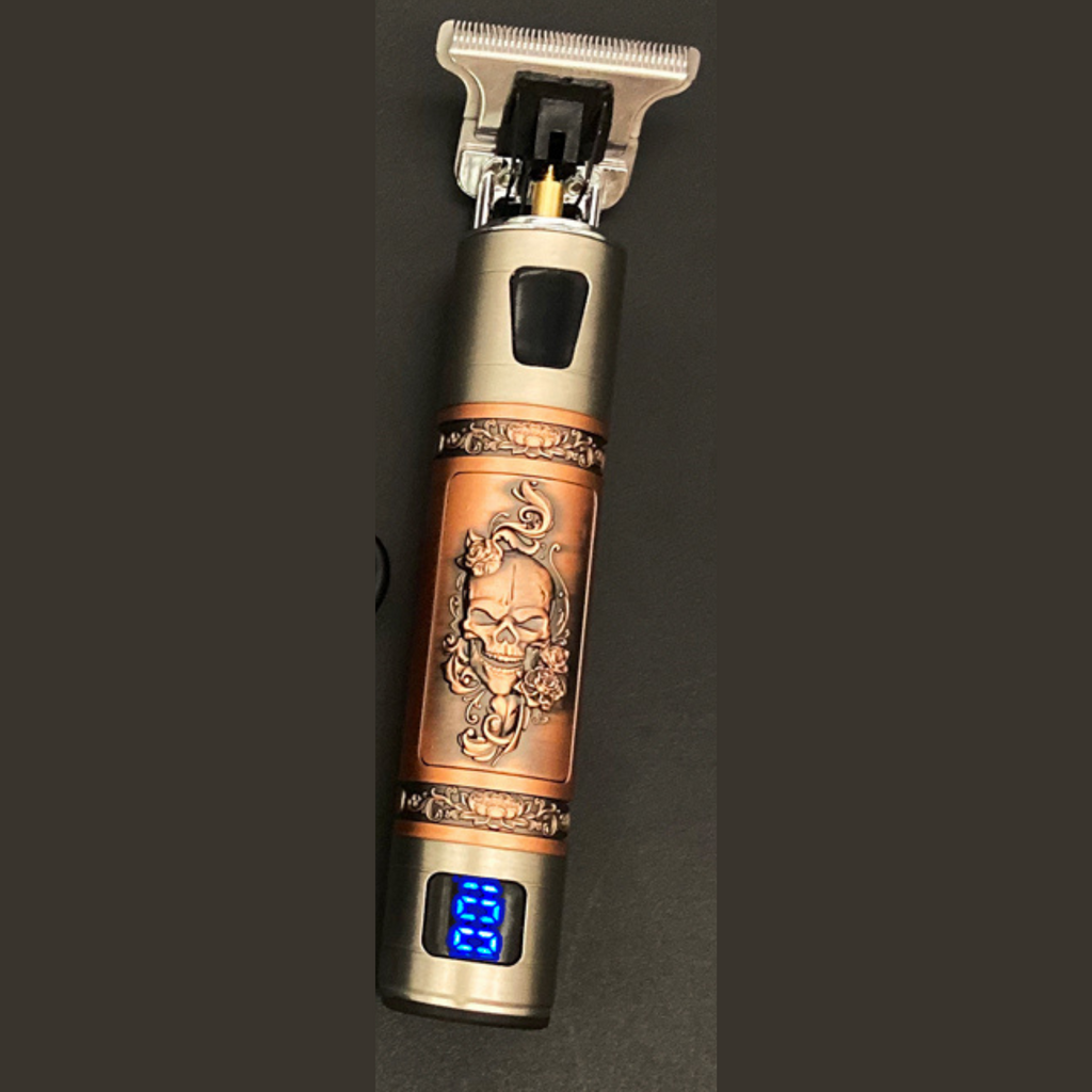 MEELANO Genopladelig hår- og skægtrimmer med tilbehør SKULL BRONZE - WITH DISPLAY