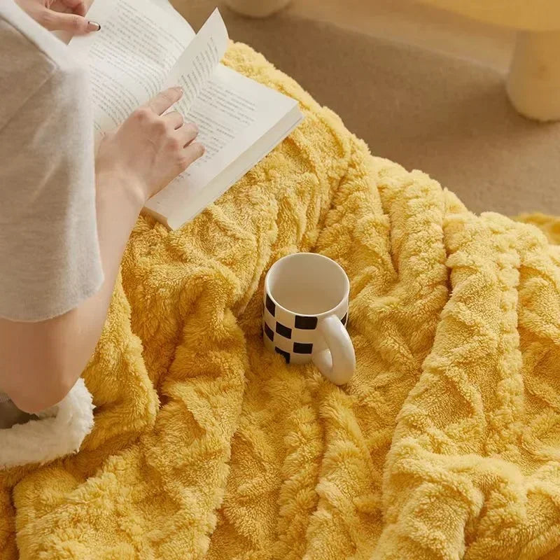 Tyk Vinterlammeuldstæppe – Sherpa Fleece Plaid til Sofa & Seng, Varmt & Hyggeligt Tæppe, 4 Størrelser – WarmWool