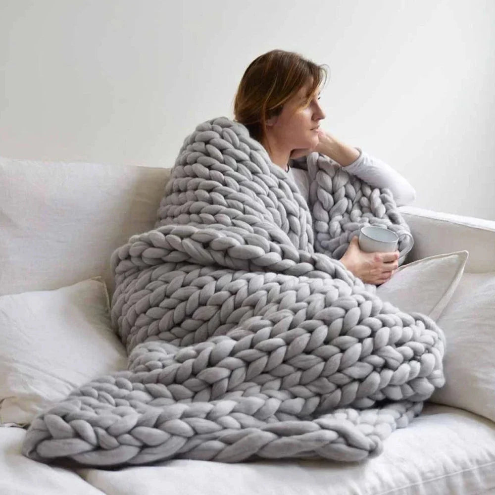 DIY Chunky XL Uldgarn 1000g – Tykt Garn til Armstrikning, Strik Dit Eget Bløde Tæppe & Pude – LuxeWool