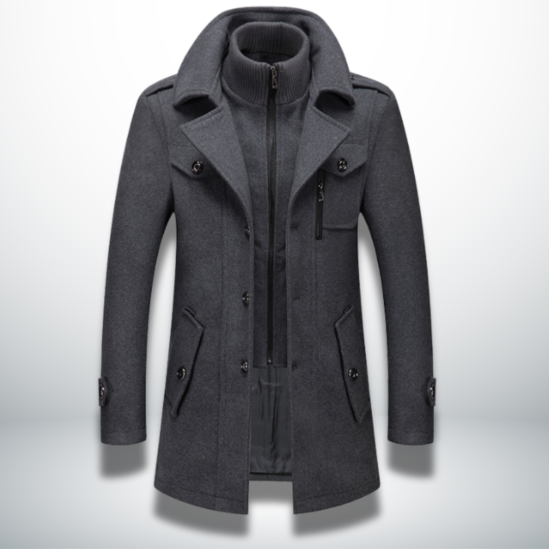 MEELANO Mane | Herre Smart-Casual Frakke i Uld - Klassisk Uldfrakke & Habitfrakke med Knapper Grå