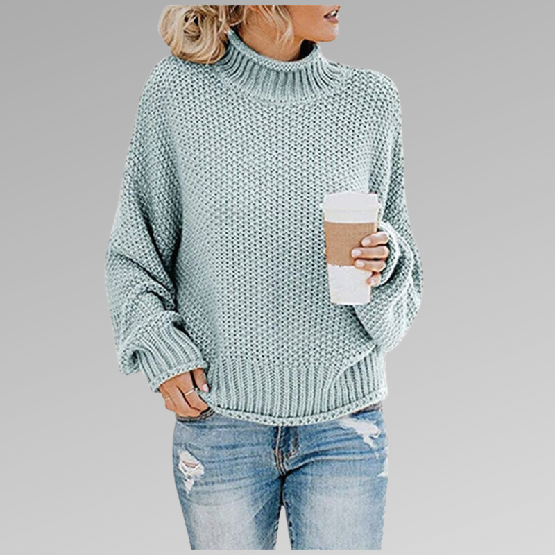 MEELANO Bersh | Dame Løs Strikket Sweater - Varm Oversized Striktrøje & Pullover til Vinter Himmelblå