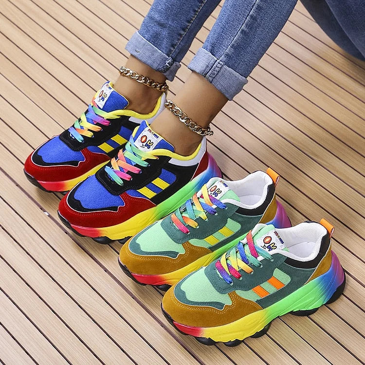 MEELANO Umami | Dame Regnbue Sneakers - Støttende & Komfortable Vandresko med Svangstøtte