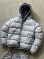 MEELANO Quiltet Jakke Herre med Hætte – Varm Vinterjakke med Foer, Regular Fit, Sort eller Grå, M-2XL – Calico Grå
