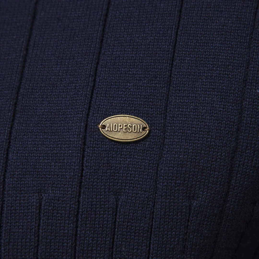 MEELANO Tycho | Herre Half-Zip Ribstrikket Sweater - Varm Striktrøje med Lynlås i Halsen