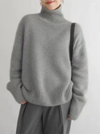 MEELANO Sephira | Dame Klassisk Rullekravesweater - Varm & Blød Rullekrave Striktrøje Grå
