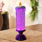Magiske Julelys – LED Glitterflamme med Vand & Hvirvlende Glitter, Julepynt i Blå, Guld, Rød eller Sølv – TwinkleFlame