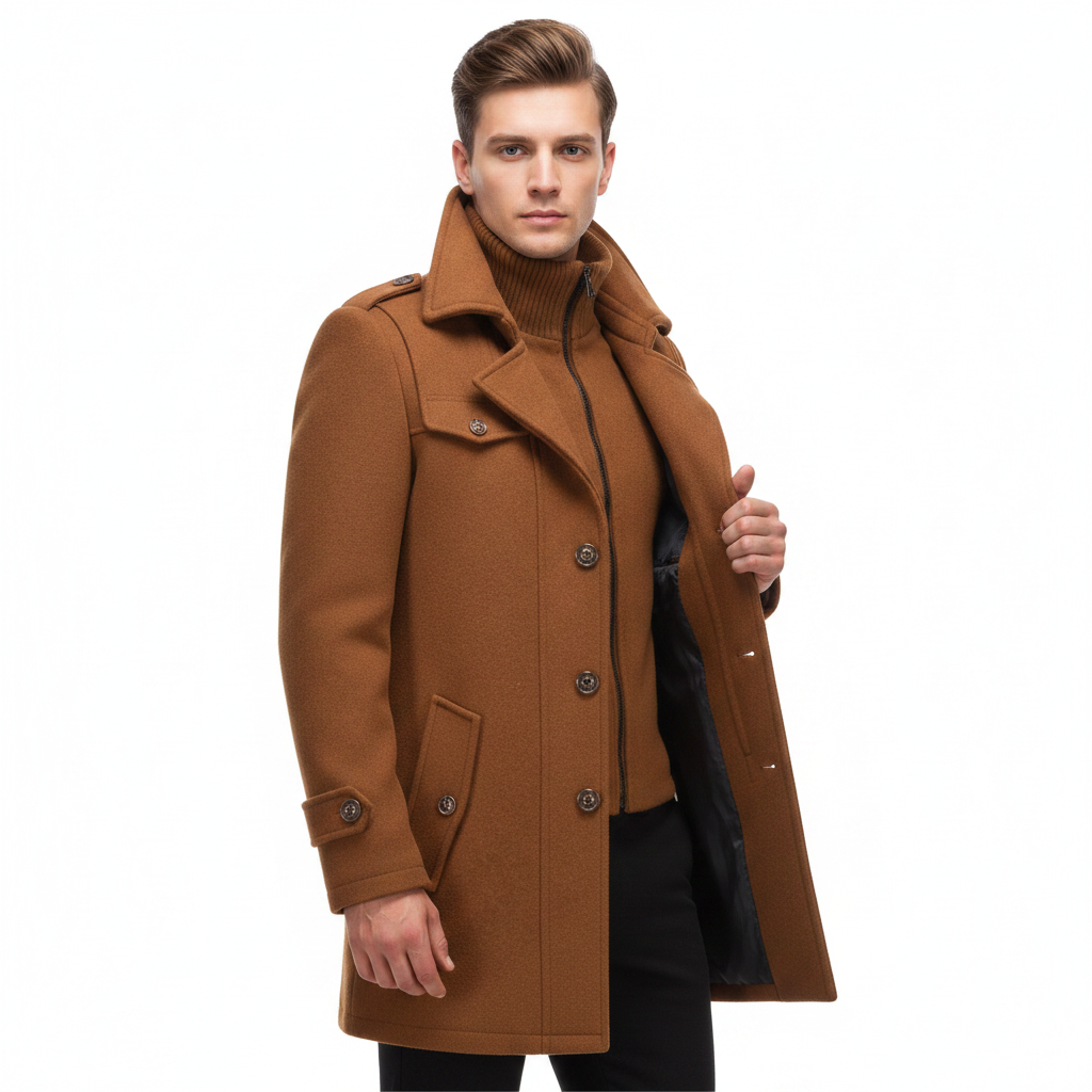 MEELANO Mane | Herre Smart-Casual Frakke i Uld - Klassisk Uldfrakke & Habitfrakke med Knapper