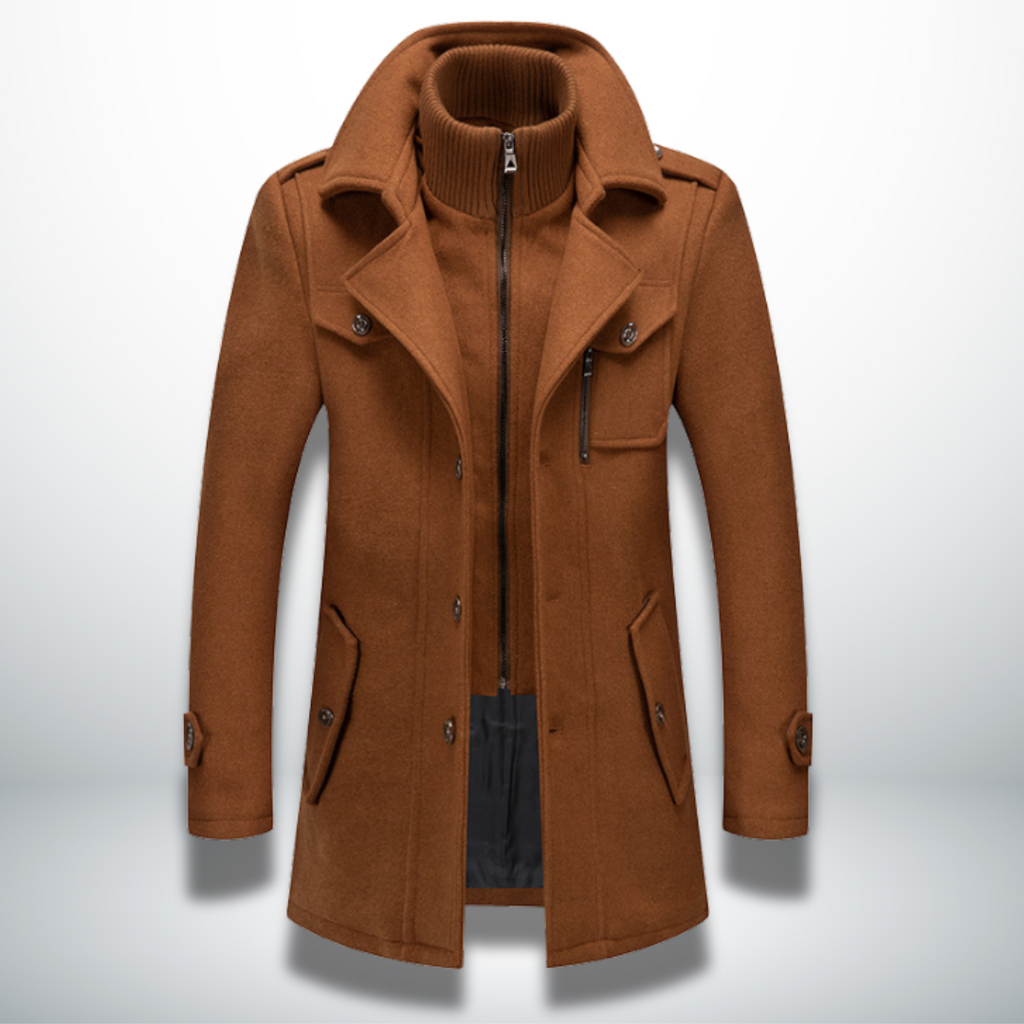 MEELANO Mane | Herre Smart-Casual Frakke i Uld - Klassisk Uldfrakke & Habitfrakke med Knapper Kamel