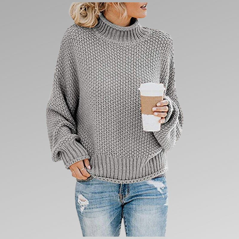 MEELANO Bersh | Dame Løs Strikket Sweater - Varm Oversized Striktrøje & Pullover til Vinter Grå
