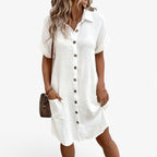 MEELANO Olivia Sommerkjole – Elegant Stofblanding med Komfort & Stil