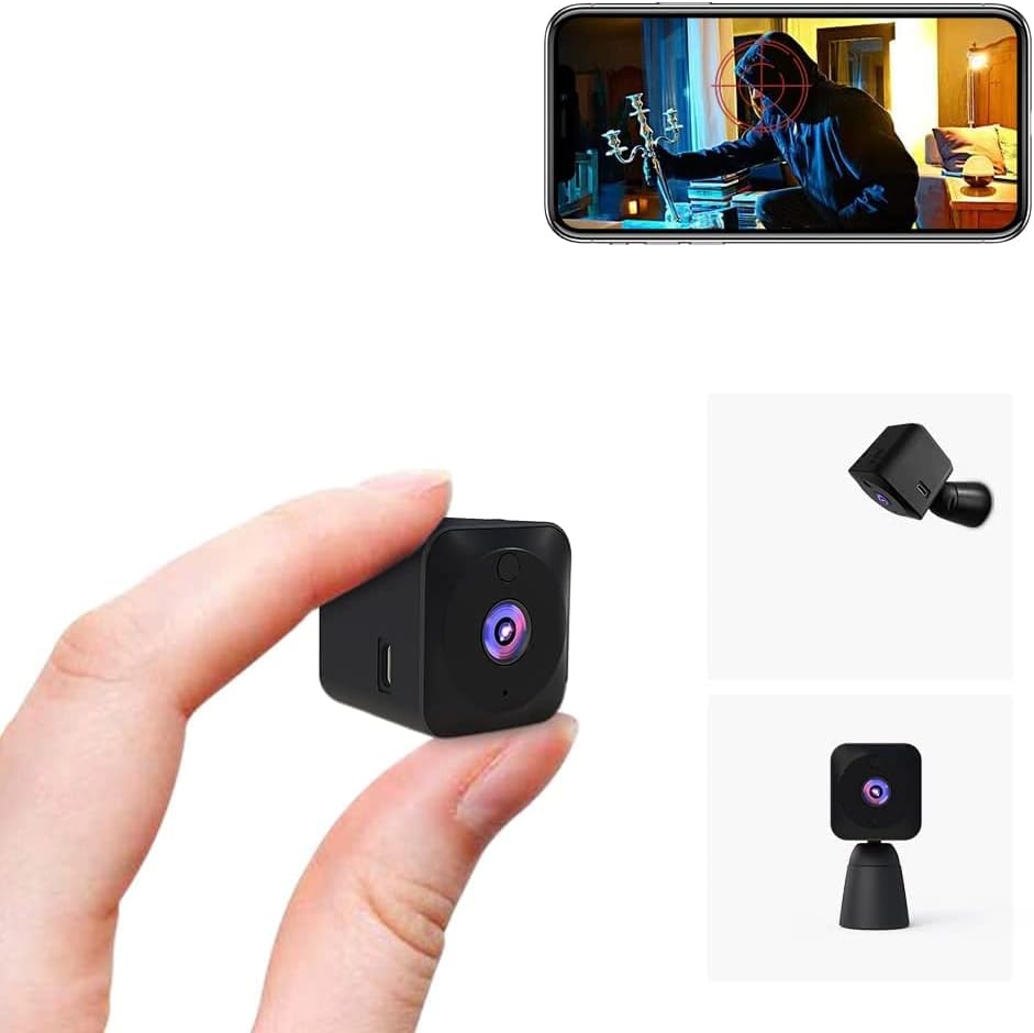 Mini Sikkerhedskamera 4K med Wi-Fi – Lille Indendørs Overvågningskamera med Natsyn, 150° Vidvinkel & Bevægelsesalarm