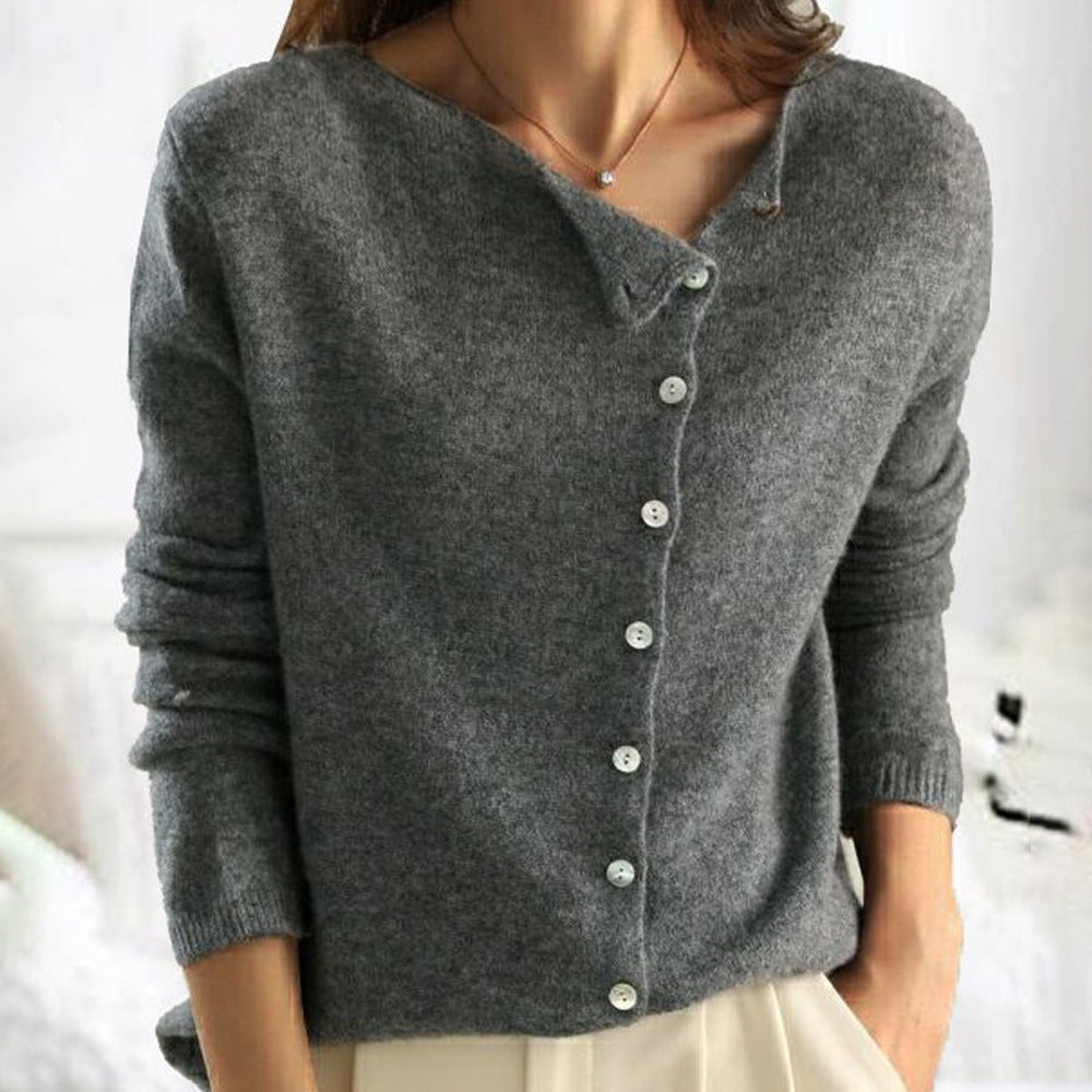 MEELANO Umami | Dame Uld Cardigan - Elegant & Blød Strikjacka i Uldblanding Grå