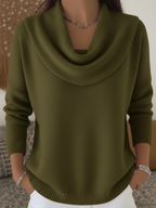 Bersh - Dame Striktrøje med Vandfaldskrave - Varm Sweater  Eksempel