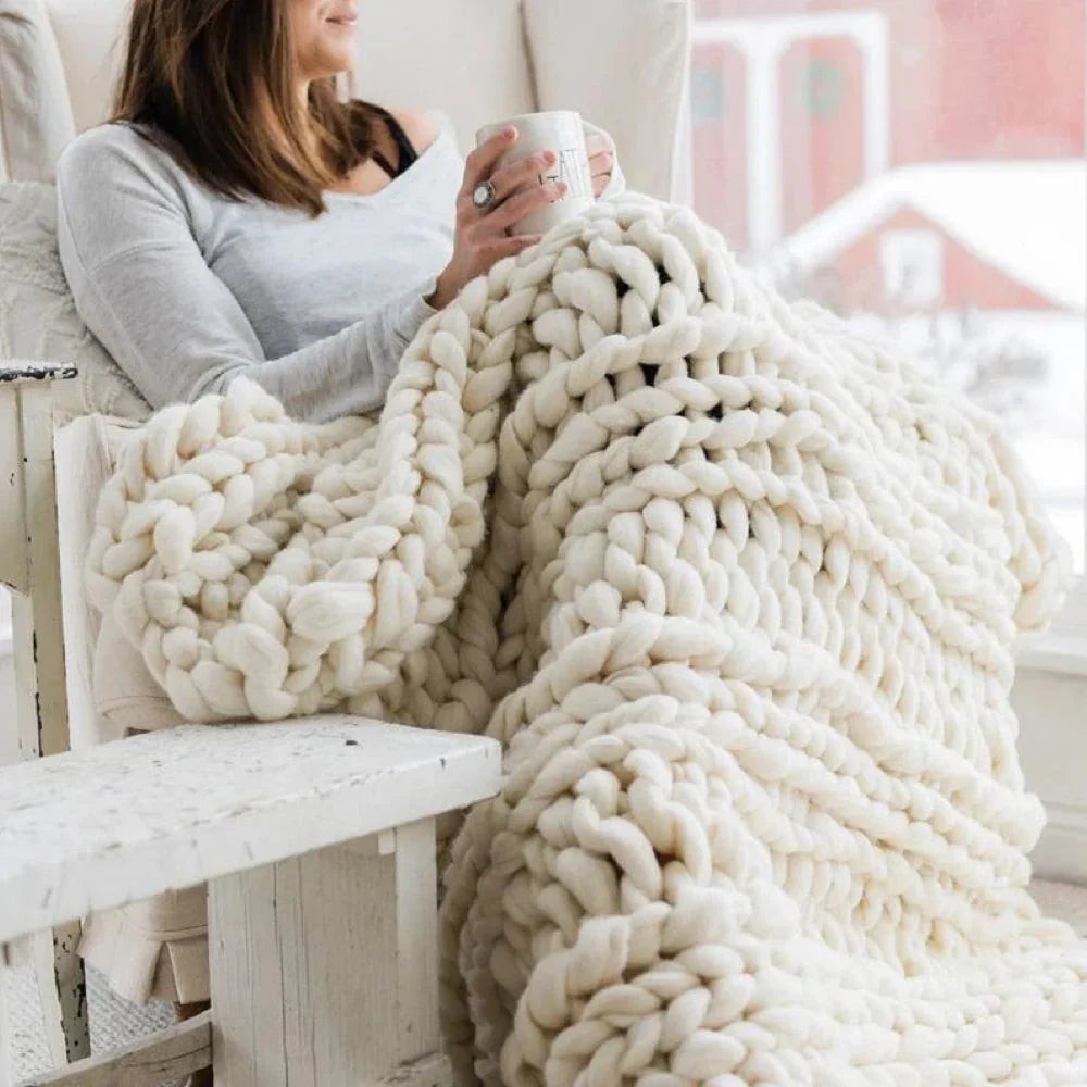 DIY Chunky XL Uldgarn 1000g – Tykt Garn til Armstrikning, Strik Dit Eget Bløde Tæppe & Pude – LuxeWool