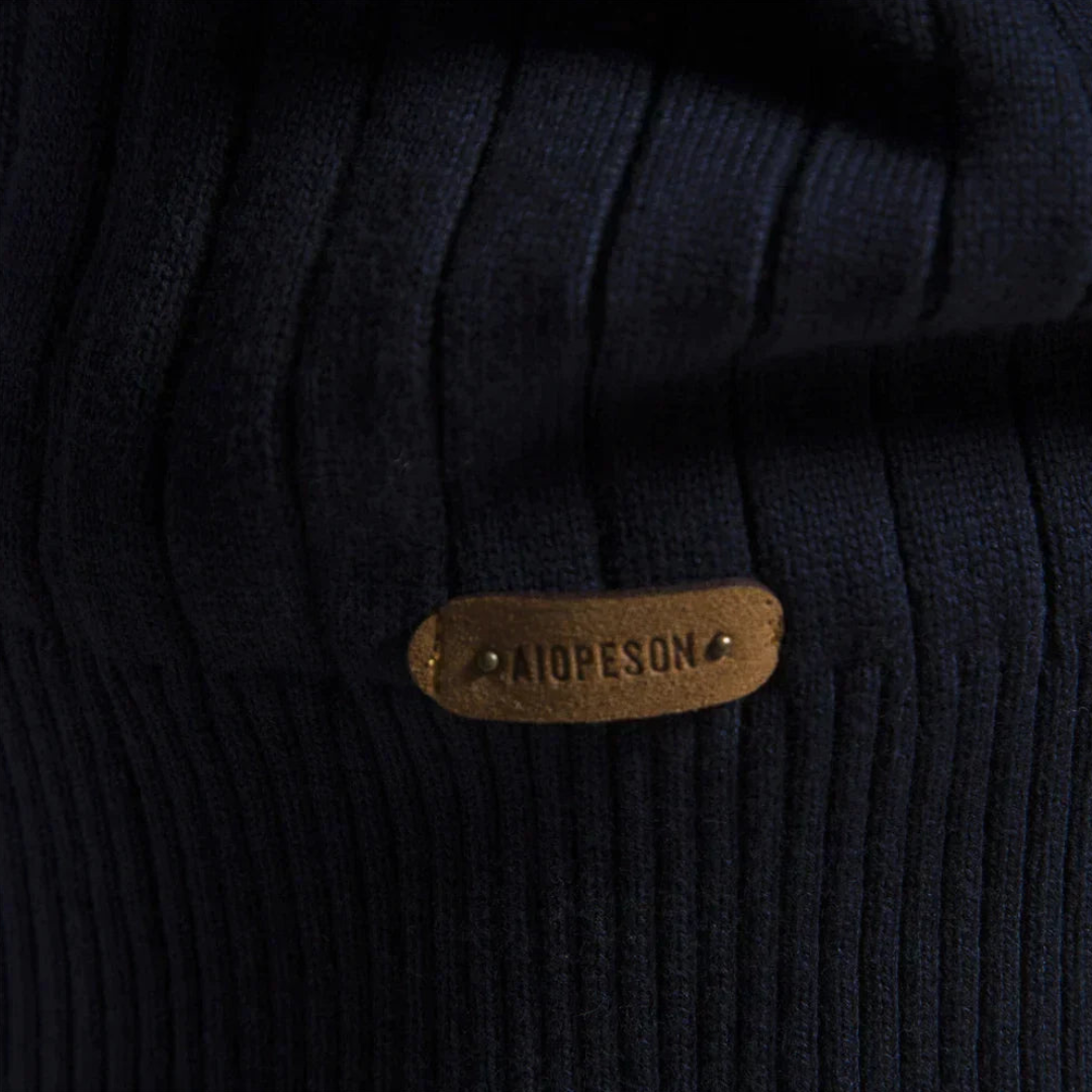 MEELANO Tycho | Herre Half-Zip Ribstrikket Sweater - Varm Striktrøje med Lynlås i Halsen
