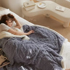 MEELANO Tyk Vinter Lammeuld Tæppe Med Fleece Til Ekstra Varme Og Komfort Blå