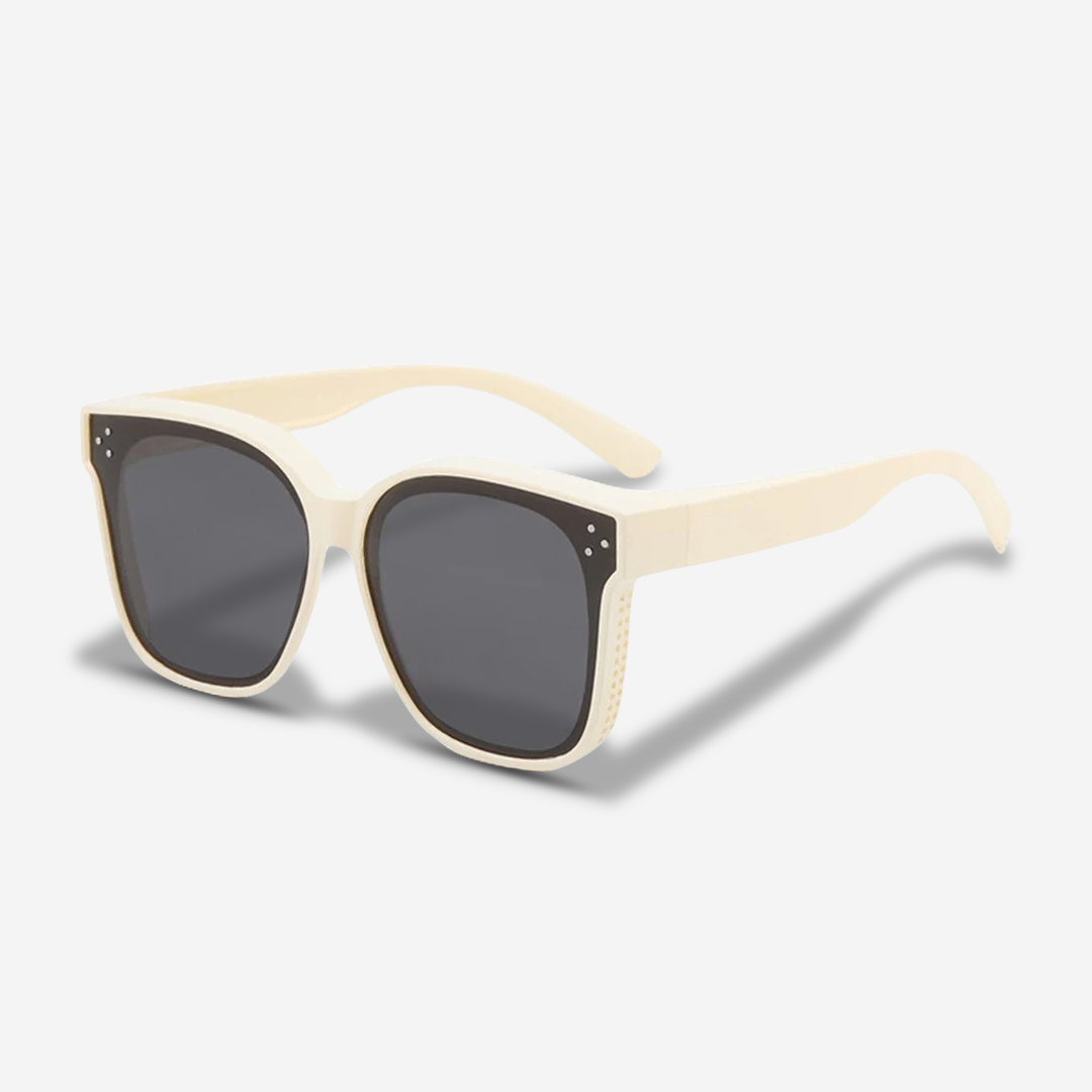 MEELANO ClipShades – Solbrilleclip til Brillebærere med UV400 Beskyttelse Klassisk Beige