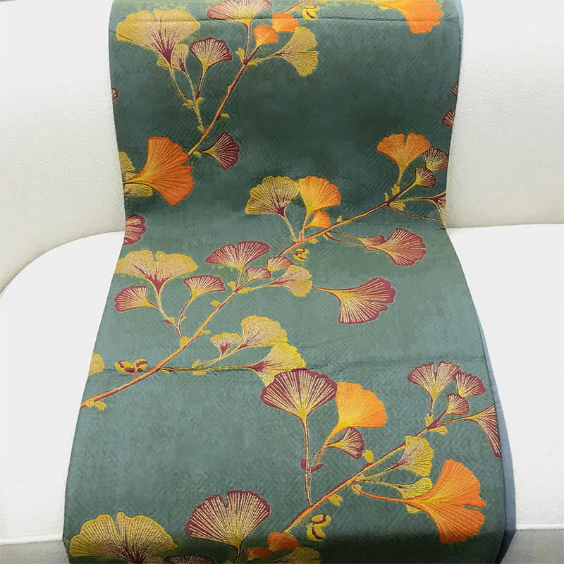MEELANO Ginkgo Blade Jacquard Bomulds Vendbart Quilt