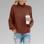 MEELANO Bersh | Dame Løs Strikket Sweater - Varm Oversized Striktrøje & Pullover til Vinter Brun