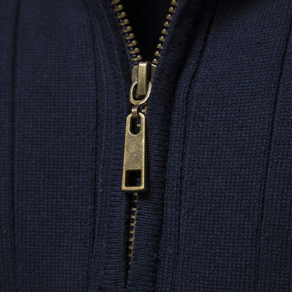 MEELANO Tycho | Herre Half-Zip Ribstrikket Sweater - Varm Striktrøje med Lynlås i Halsen