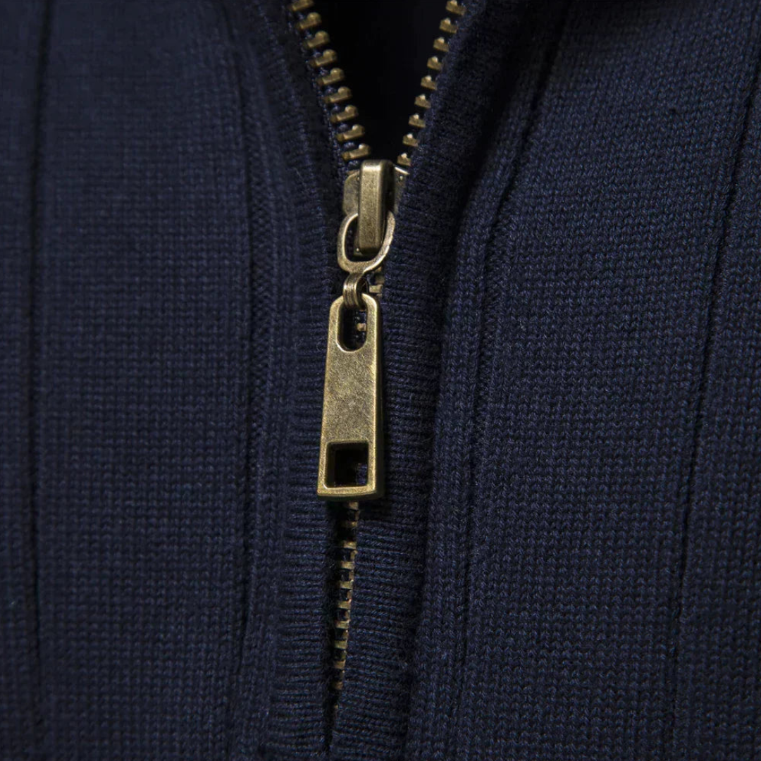 MEELANO Tycho | Herre Half-Zip Ribstrikket Sweater - Varm Striktrøje med Lynlås i Halsen