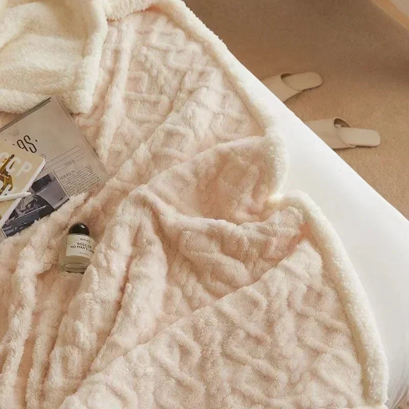 Tyk Vinterlammeuldstæppe – Sherpa Fleece Plaid til Sofa & Seng, Varmt & Hyggeligt Tæppe, 4 Størrelser – WarmWool