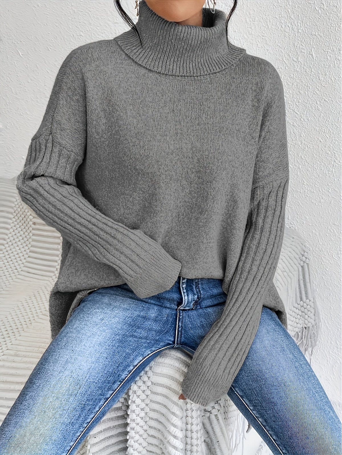 Dôre | Dame Løstsiddende Sweater - Oversized Varm Striktrøje