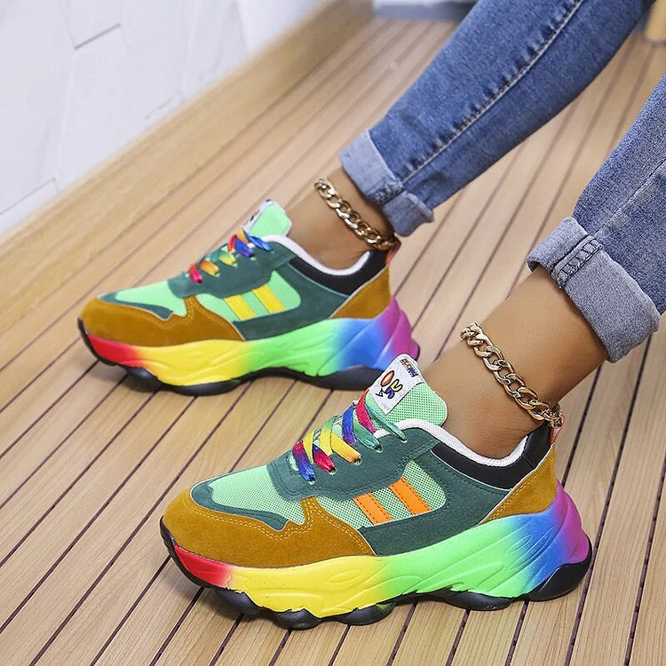 MEELANO Umami | Dame Regnbue Sneakers - Støttende & Komfortable Vandresko med Svangstøtte
