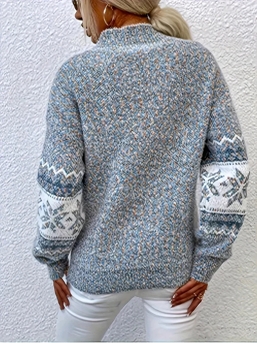 Flōre - Dame Striktrøje Geometrisk Mønster - Varm Sweater