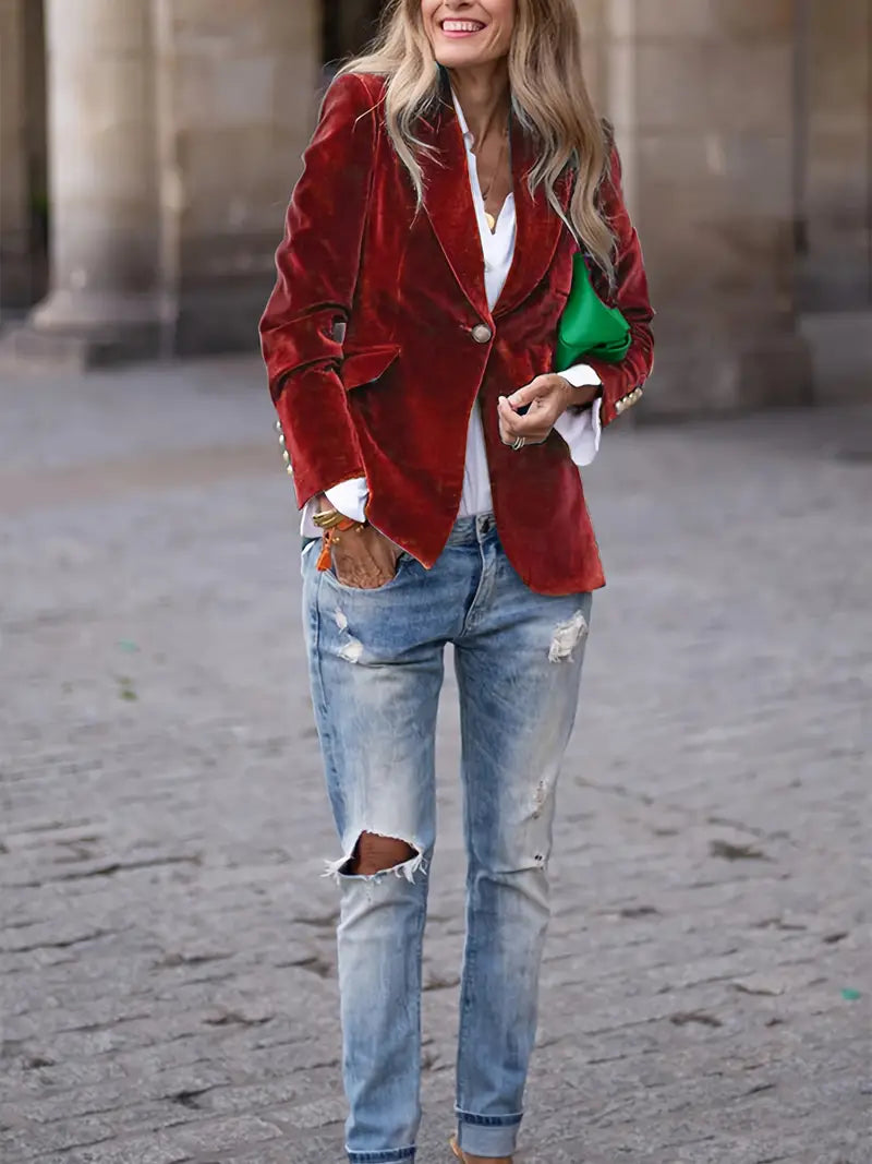 MEELANO Viola | Dame Figursyet Blazerjakke - Elegant Langærmet Blazer & Business Jakke