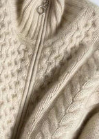 MEELANO Dame Strikcardigan Med Lynlås - Høj Krave Og Stilfuld Strik