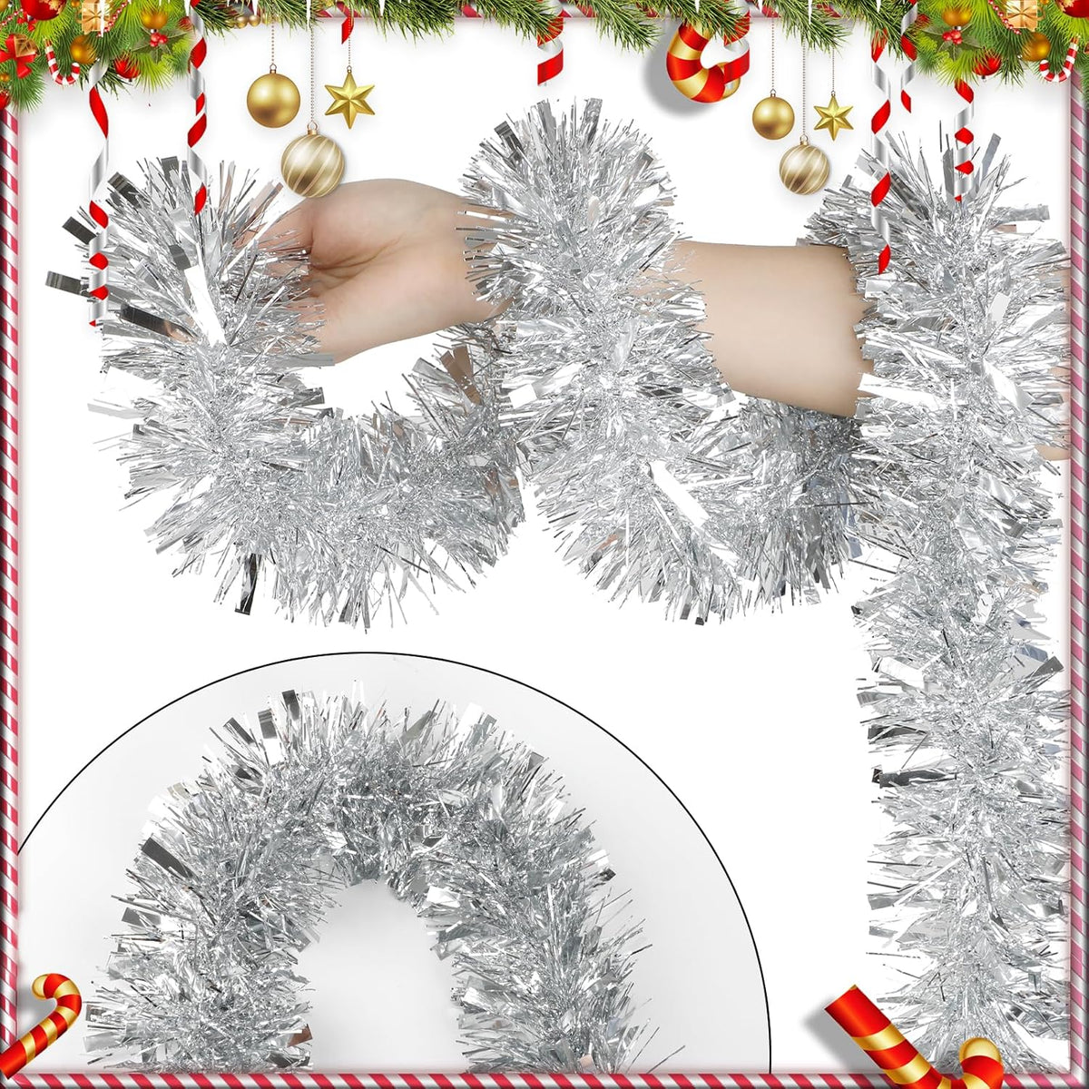 Sølv Glitter Julegirlande – 10 m Glitterguirlande til Juletræ, Kaminhylde & Fest – SparkleTwist