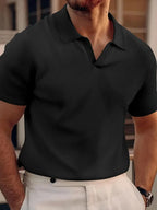 MEELANO Herre V Hals Kortærmet Polo T Shirt Sommer Stilfuld Sort