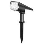 MEELANO Vandtæt Solcelle Spotlight til Haven – Justerbar LED Havespot med 3 Lysstyrker, IP65, Skumring til Daggry
