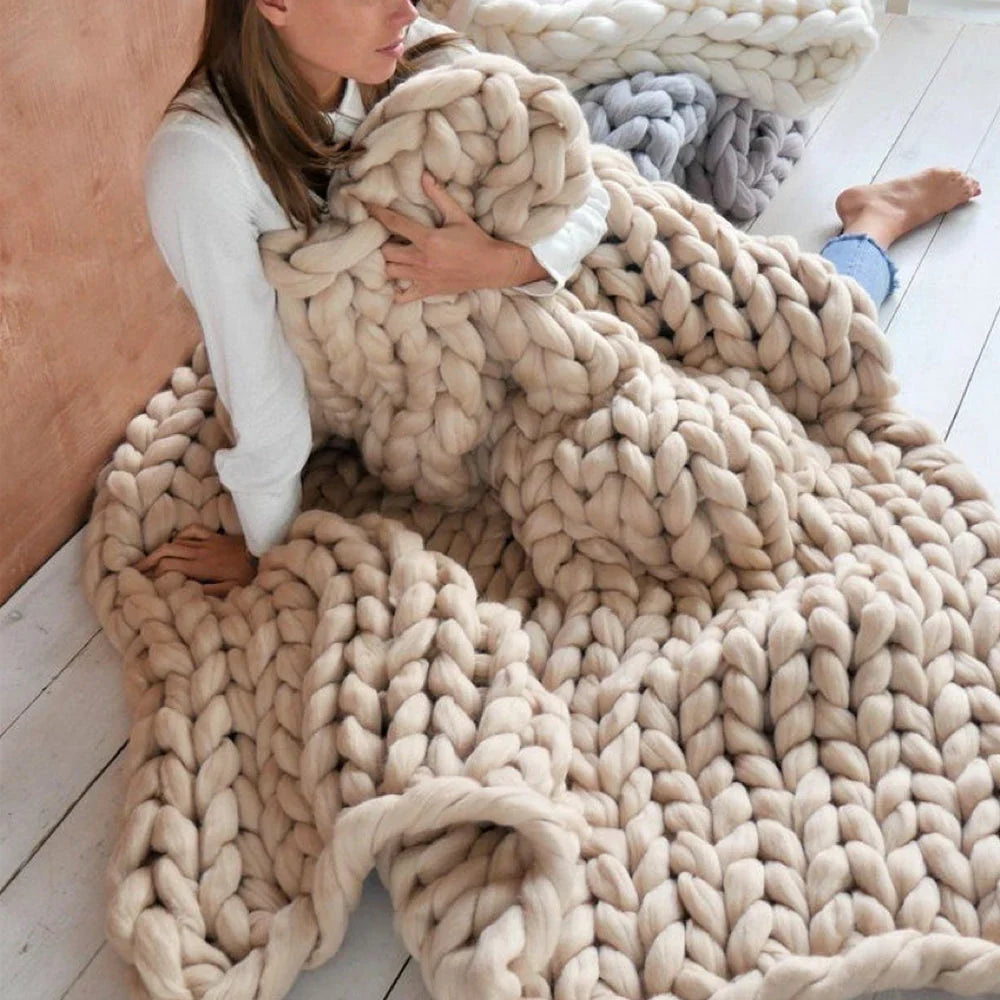 DIY Chunky XL Uldgarn 1000g – Tykt Garn til Armstrikning, Strik Dit Eget Bløde Tæppe & Pude – LuxeWool