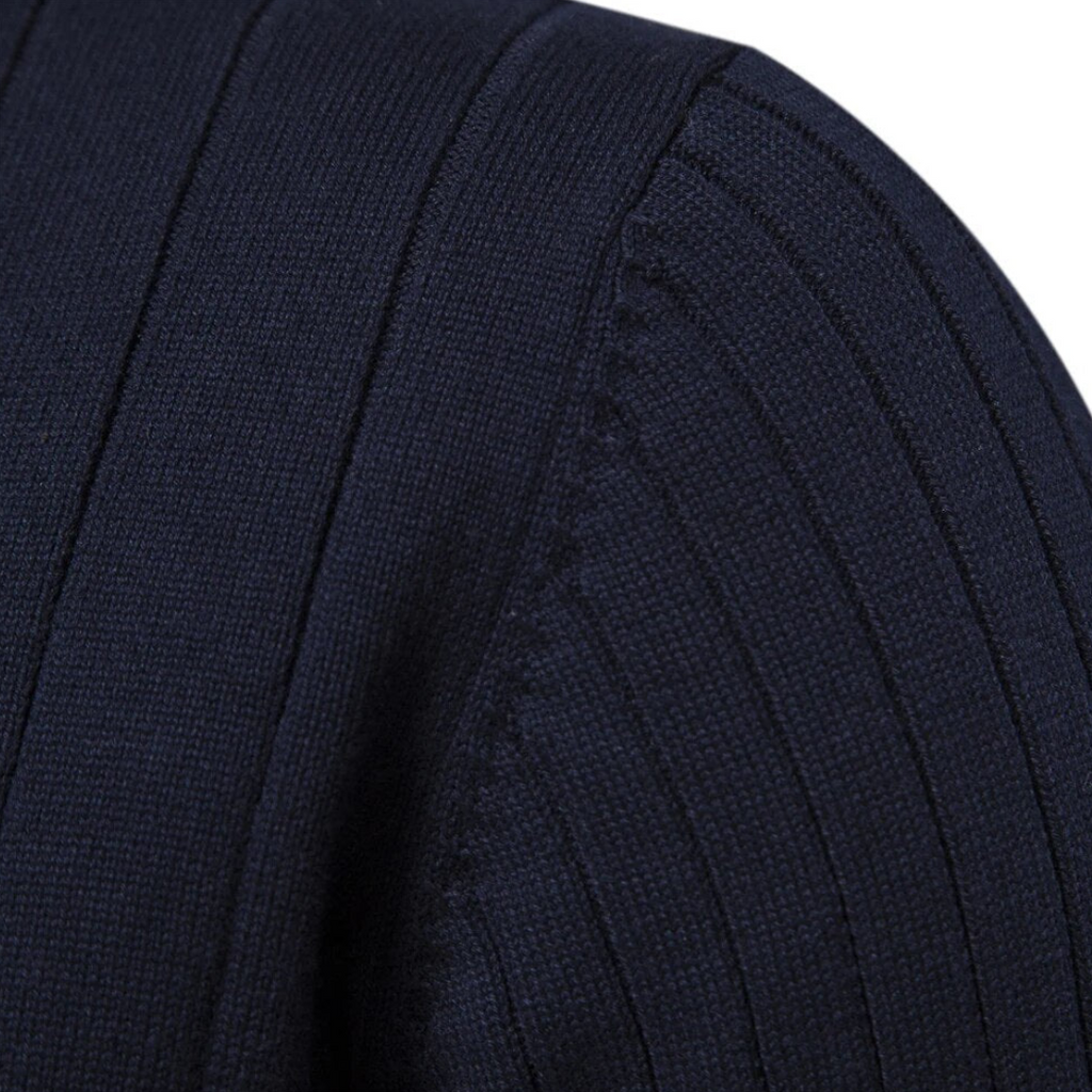 MEELANO Tycho | Herre Half-Zip Ribstrikket Sweater - Varm Striktrøje med Lynlås i Halsen