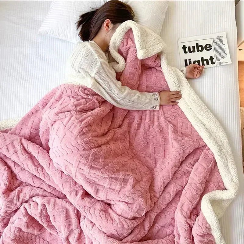Tyk Vinterlammeuldstæppe – Sherpa Fleece Plaid til Sofa & Seng, Varmt & Hyggeligt Tæppe, 4 Størrelser – WarmWool